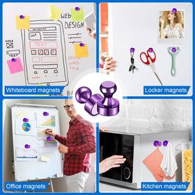 LOVIMAG purple fridge magnets with strong hold for whiteboards and calendars