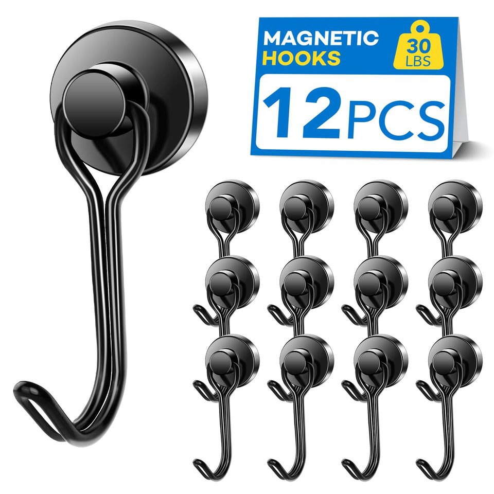 LOVIMAG Hooks provide a 30lbs magnetic hold on horizontal surfaces for sturdy wall mounting.