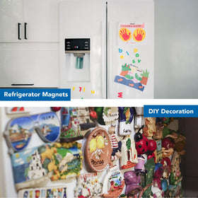 LOVIMAG Neodymium magnet bar used on fridge for photos and notes.