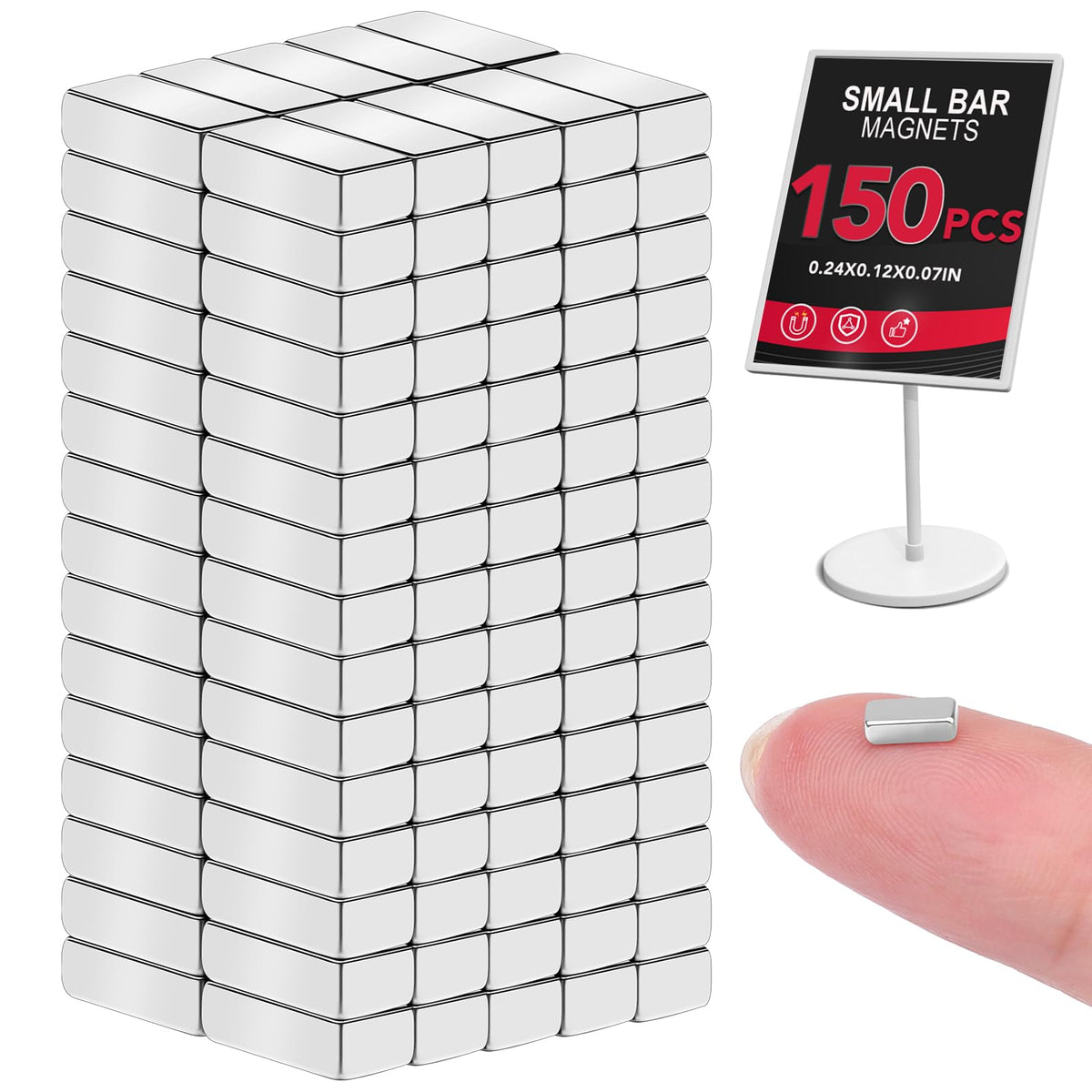 LOVIMAG Neodymium magnet bar front view for compact fridge organization and DIY attachment.