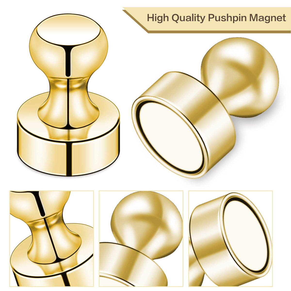 Lovimag whiteboard magnet gold push pin securely holds notes.