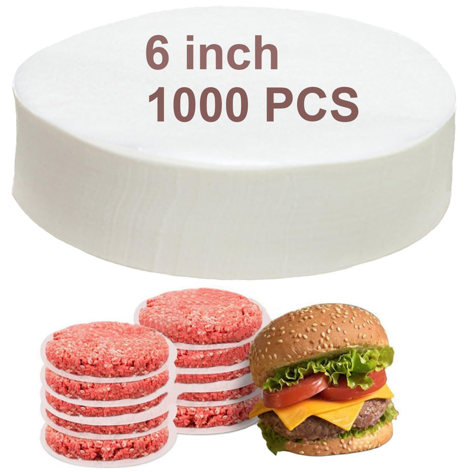 LOVNBHELP 6-inch patty paper rounds for easy separation of burger patties.