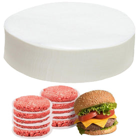 LOVNBHELP separating frozen patties with nonstick parchment sheets.