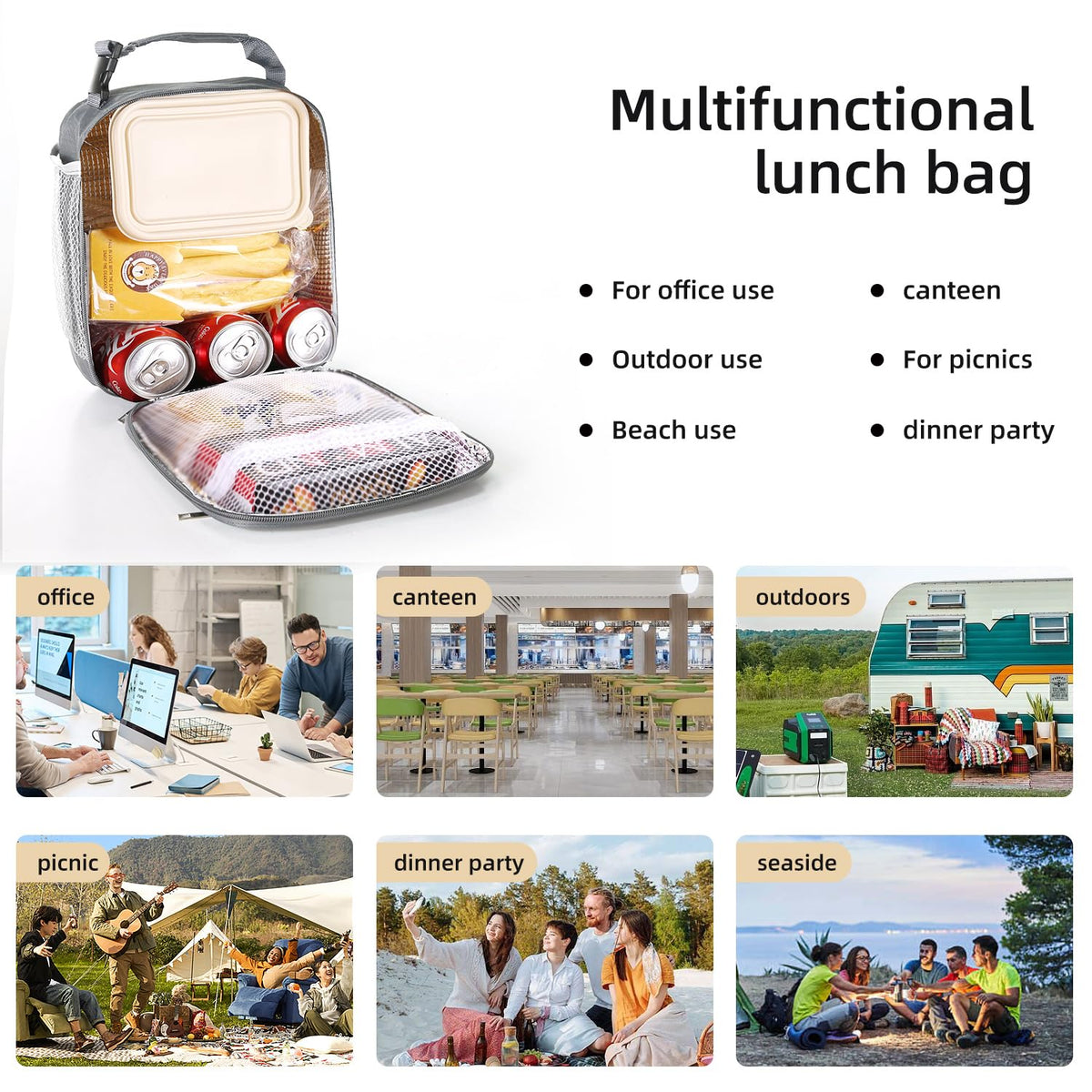 Lovoeo lunchbag is ideal for picnics, work, travel, and more.