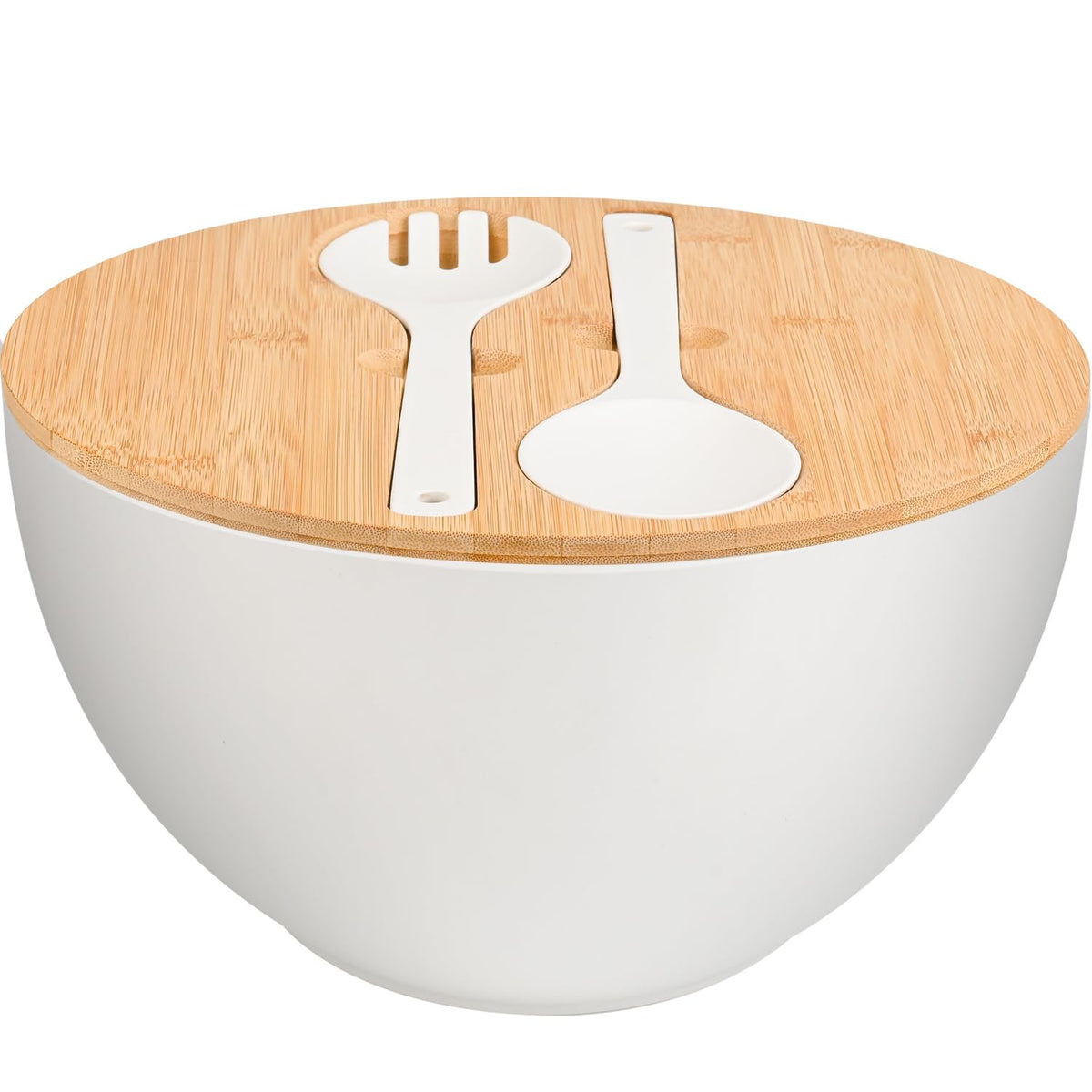 LOVYANXUE 12-inch bamboo fiber salad bowl with lid, ideal for family meals