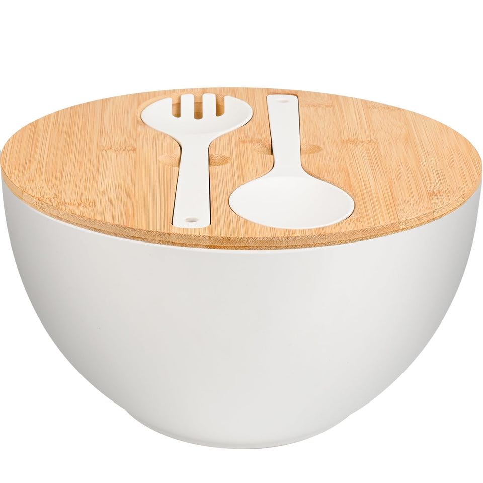 LOVYANXUE 12-inch bamboo fiber salad bowl with lid, ideal for family meals