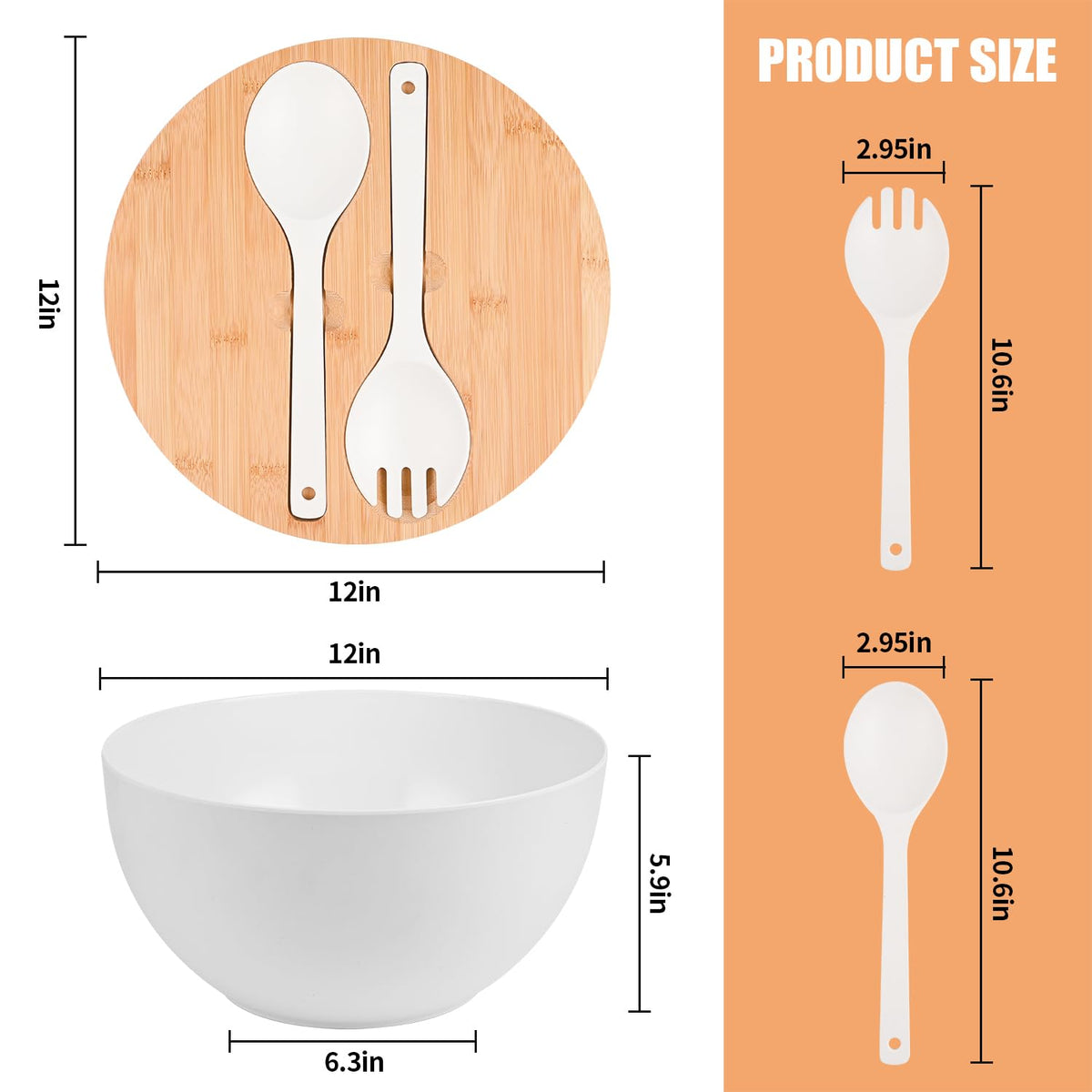 LOVYANXUE extra-large bowl with serving spoon and server for salads