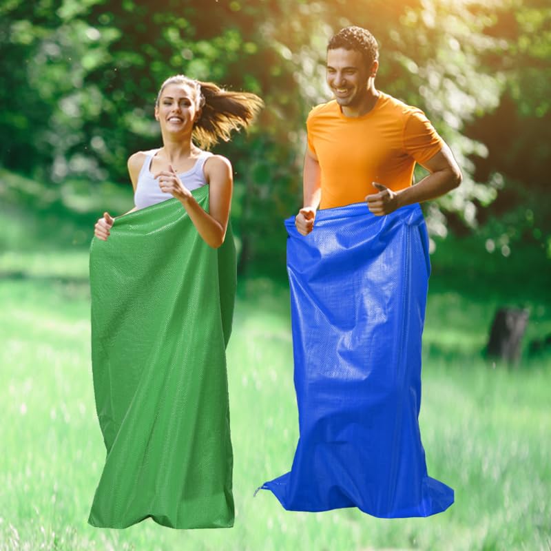 LOVYNO green 10pc colorful potato sack bags for family games and storage