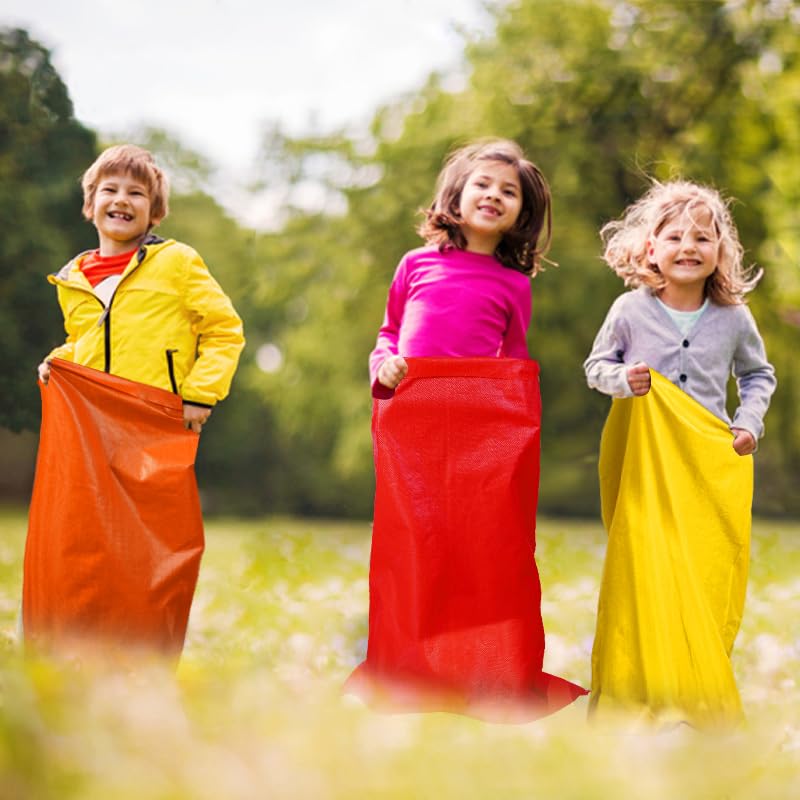 LOVYNO orange 10pc colorful potato sack bags for playful competition and events