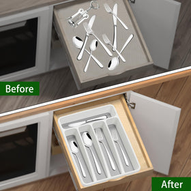 Loyareal white organizer inside a drawer, demonstrating non-slip stability.