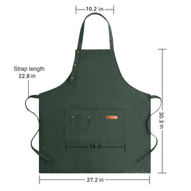 Front view showing chest-to-knee coverage of LOYGLIF apron.