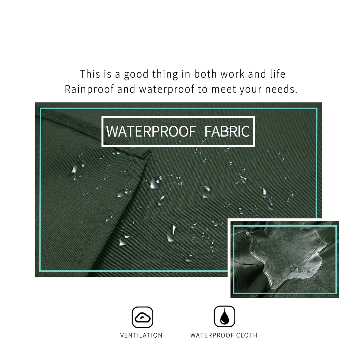 Green LOYGLIF apron highlighting waterproof coating for spill protection.