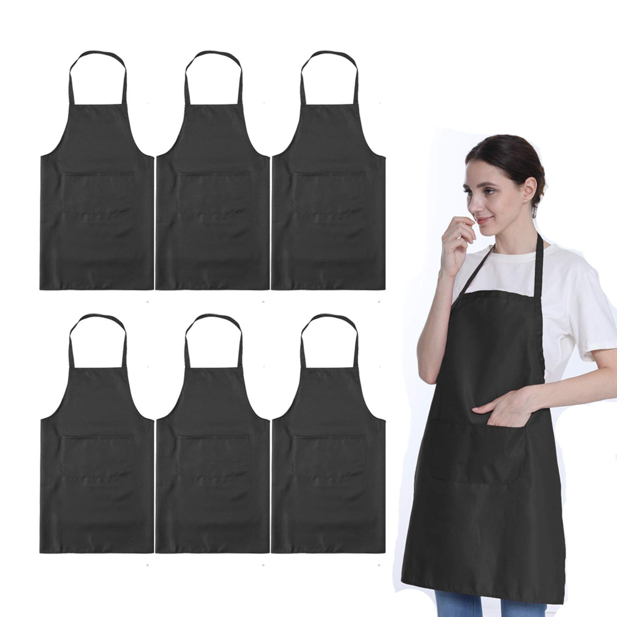 loyhuang black apron set with six pieces for versatile kitchen prep