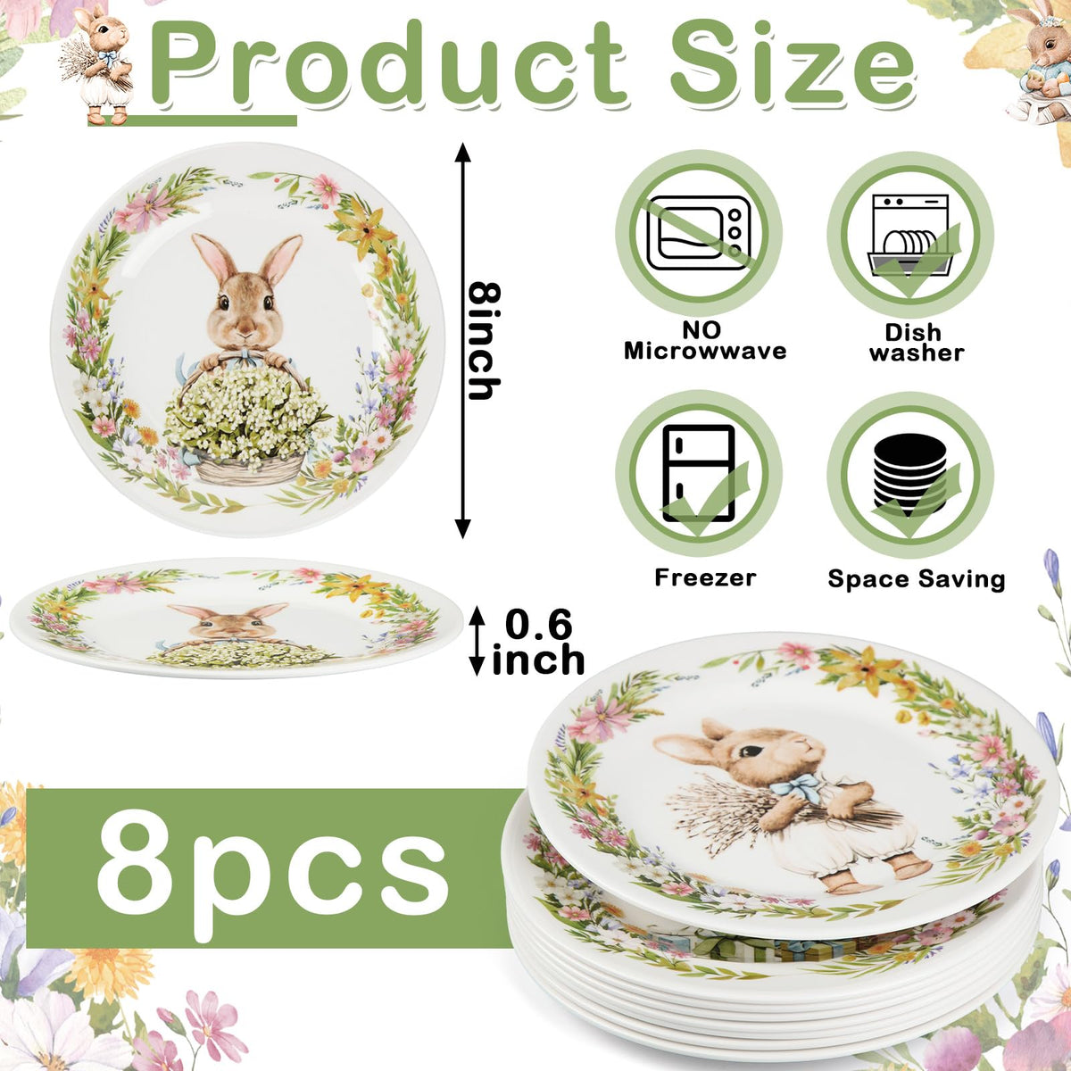 LOYIM Easter melamine plates with multicolor bunny designs for lively tables.