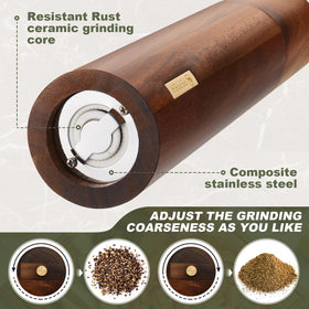 Easy refill system on LOYIM wooden grinders demonstrated for quick spice top-ups