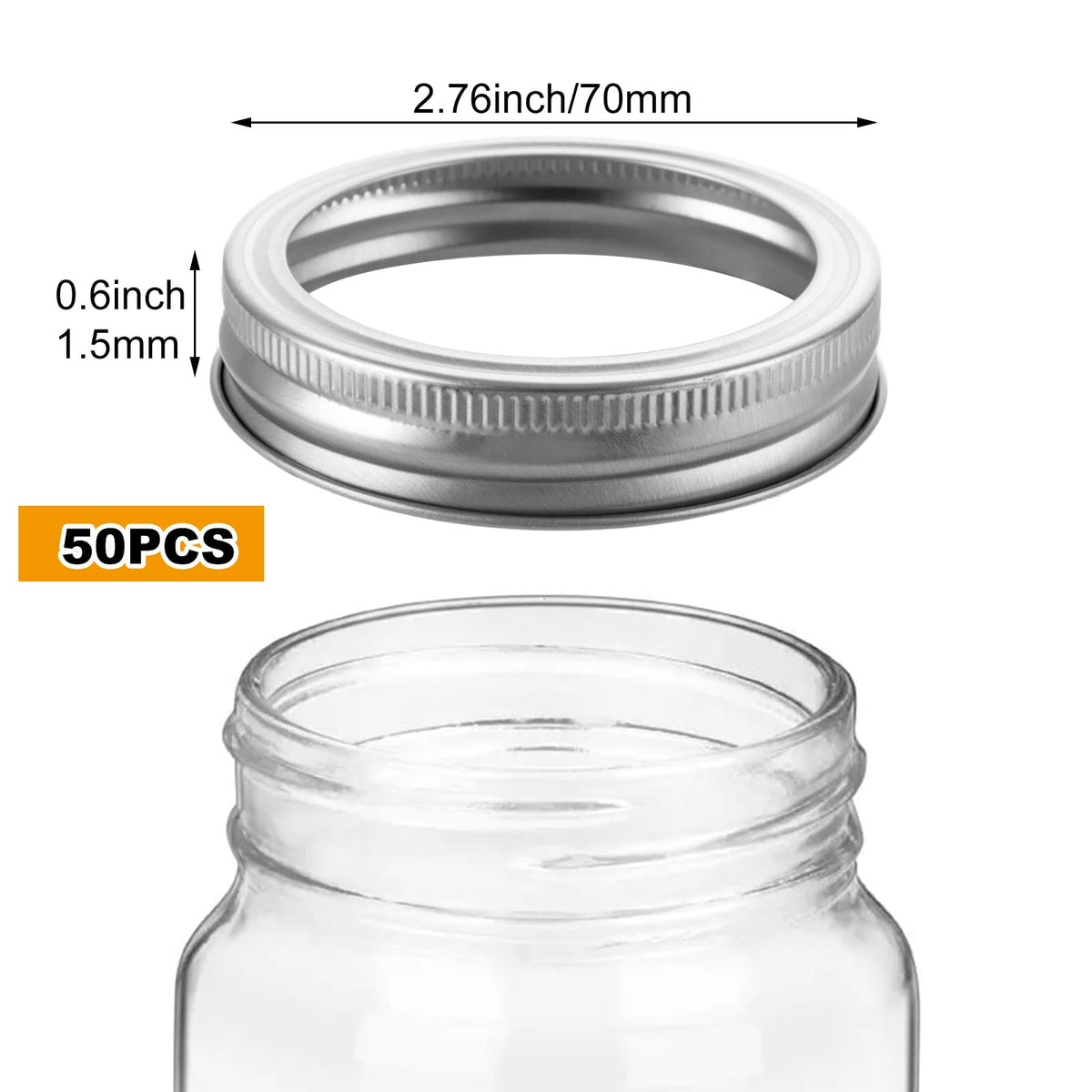 LOYORTY rings stacked show compatibility with most regular-mouth jars