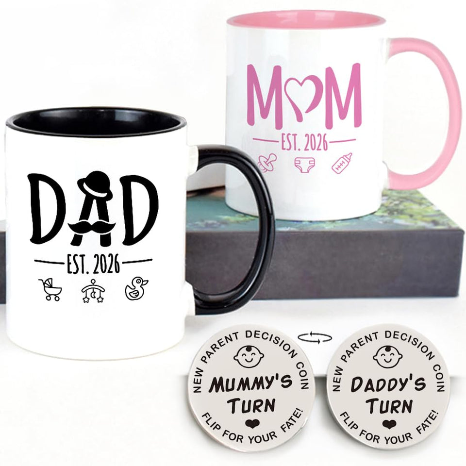 LOZACHE mom-est-2026-mug-pink, pink mug for new mom's daily coffee ritual