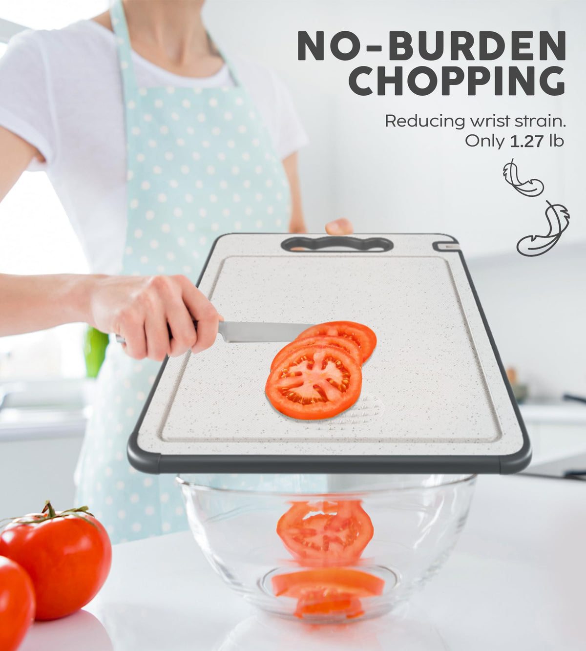 Lozovin cutting board featuring a juice groove for easy cleanup