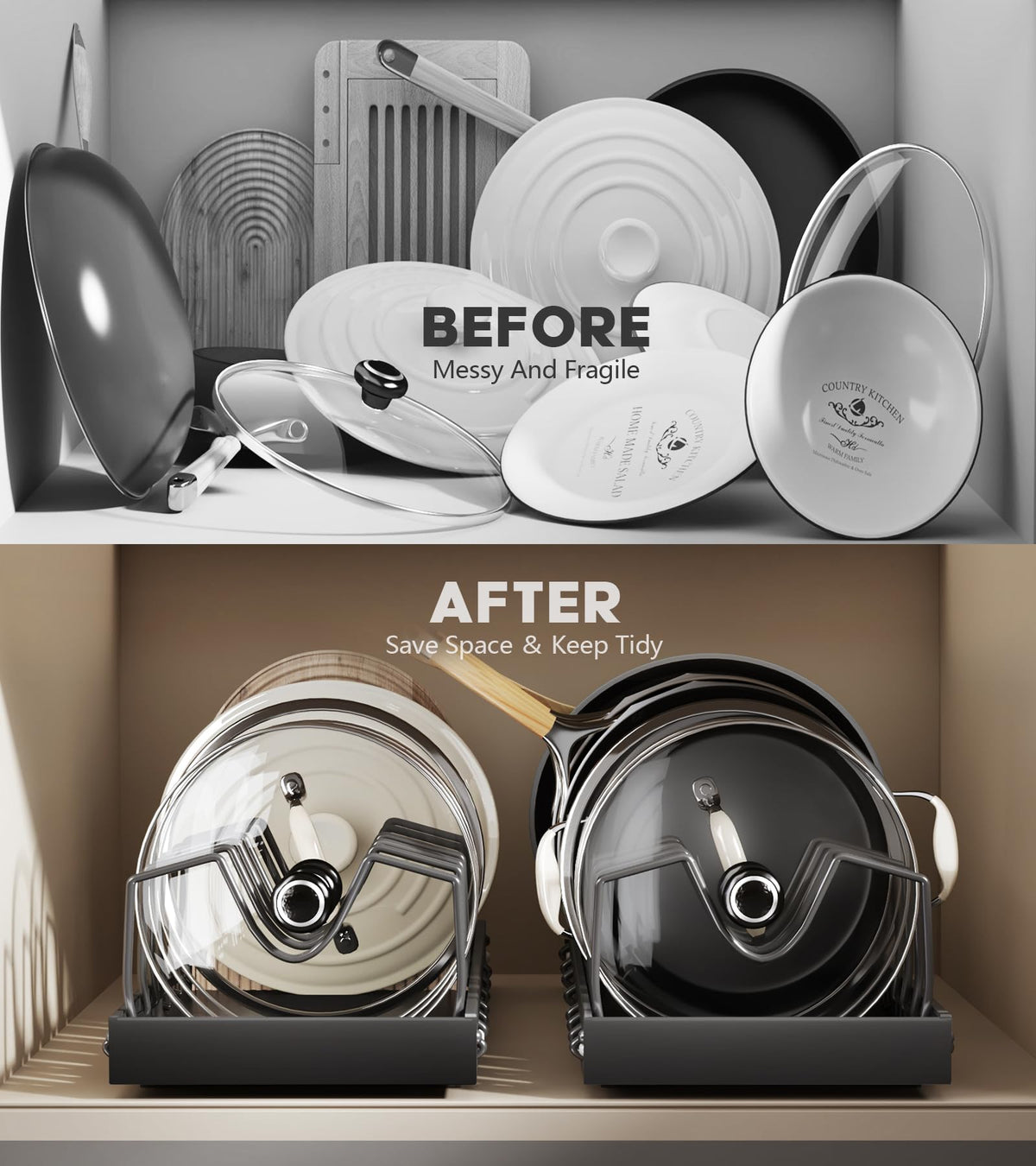 Lozovin removable dividers adapt to lids, pans, and bakeware.