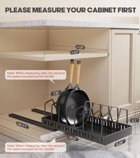 Lozovin sliding lid holder keeps lids organized under cabinet.