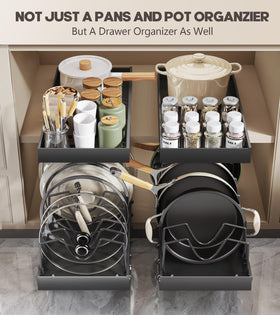 Lozovin sturdy pull-out system supports heavy cookware without wobble.