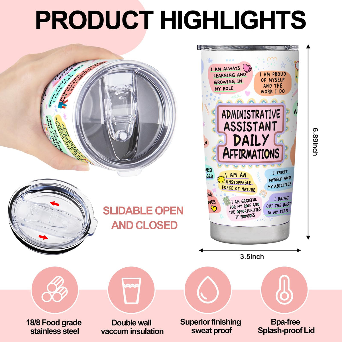 Lpmisake BPA-free spill-proof lid for mess-free on-the-go sipping.