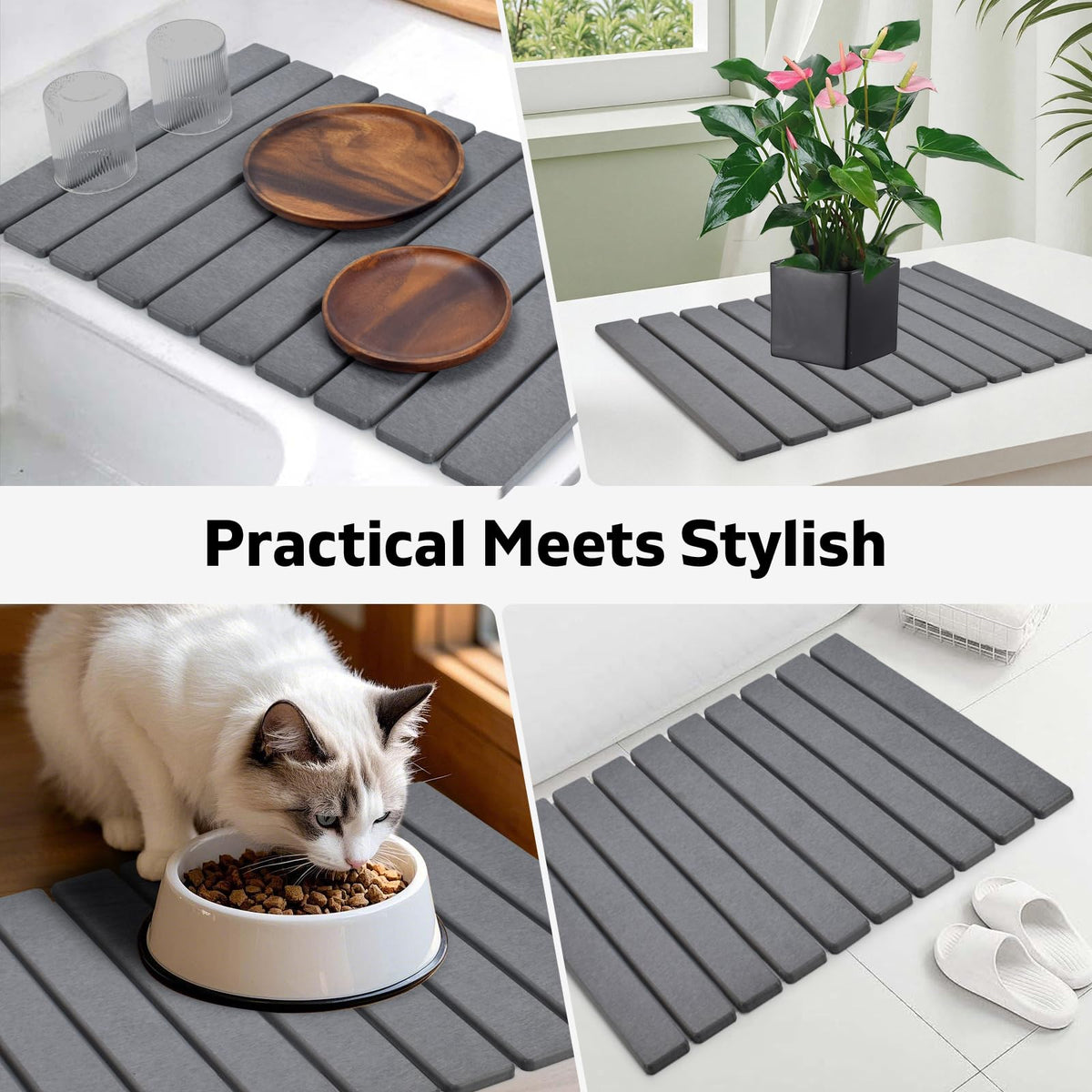 Lprmnnc easy-care stone mat resists spills and stains