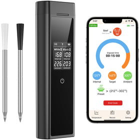 LPSUK smart wireless meat thermometer with dual probes for precise dual-zone readings.