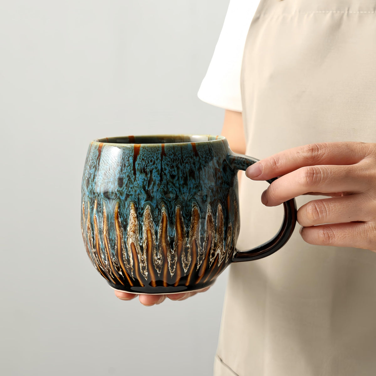 lpylxingyan 20oz mug with raku glaze variations enhances daily coffee ritual.