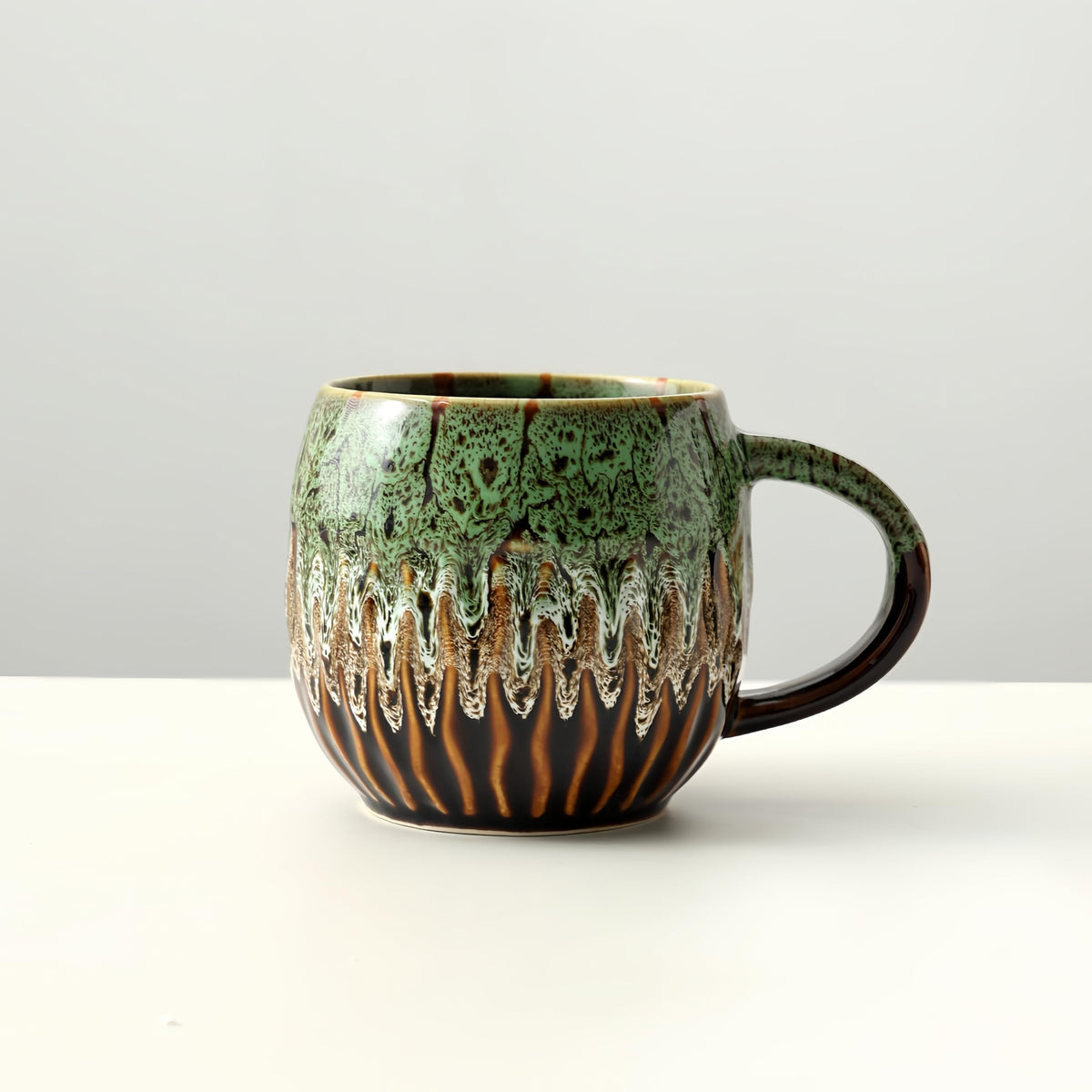 lpylxingyan raku glaze mug-unique-patterns highlight iridescent variation for conversation-worthy aesthetics