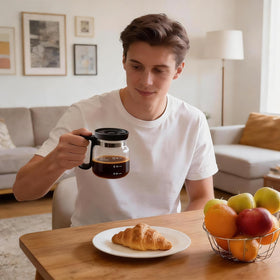 LQKQYHCTA glass mug on desk supports daily coffee rituals.