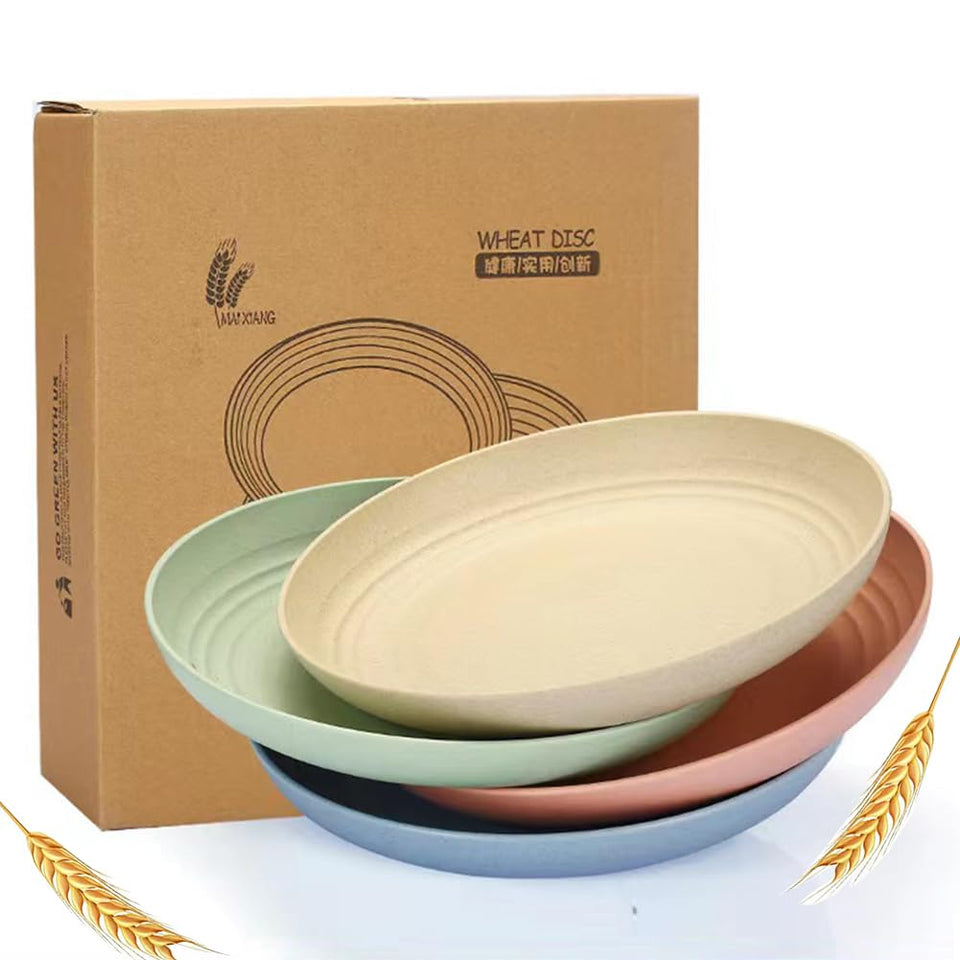 LRUUIDDE unbreakable plate in green, ideal for kids' meals and picnics