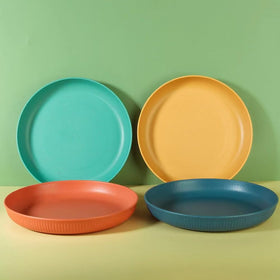 LRUUIDDE wheat straw plate green, lightweight and durable for outdoor dining