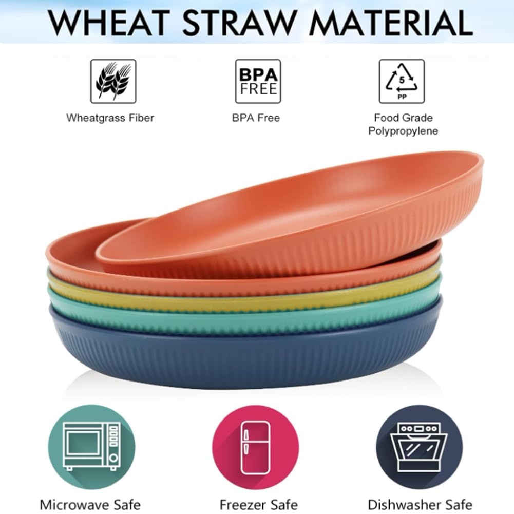 LRUUIDDE wheat straw plate orange, safe for kids and simple to clean