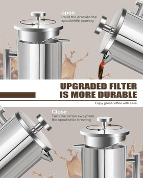LRYYBTI French Press 17oz capacity ideal for multiple cups at home or office