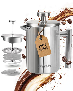 LRYYBTI French Press body with stainless steel frame for durable daily brewing