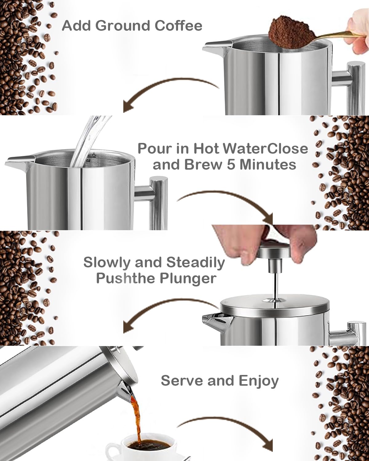 LRYYBTI French Press handle and pour spout for safe, comfortable pouring