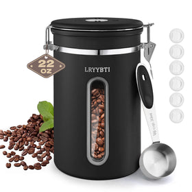 LRYYBTI coffee canister with viewing window keeps beans fresh and visible.