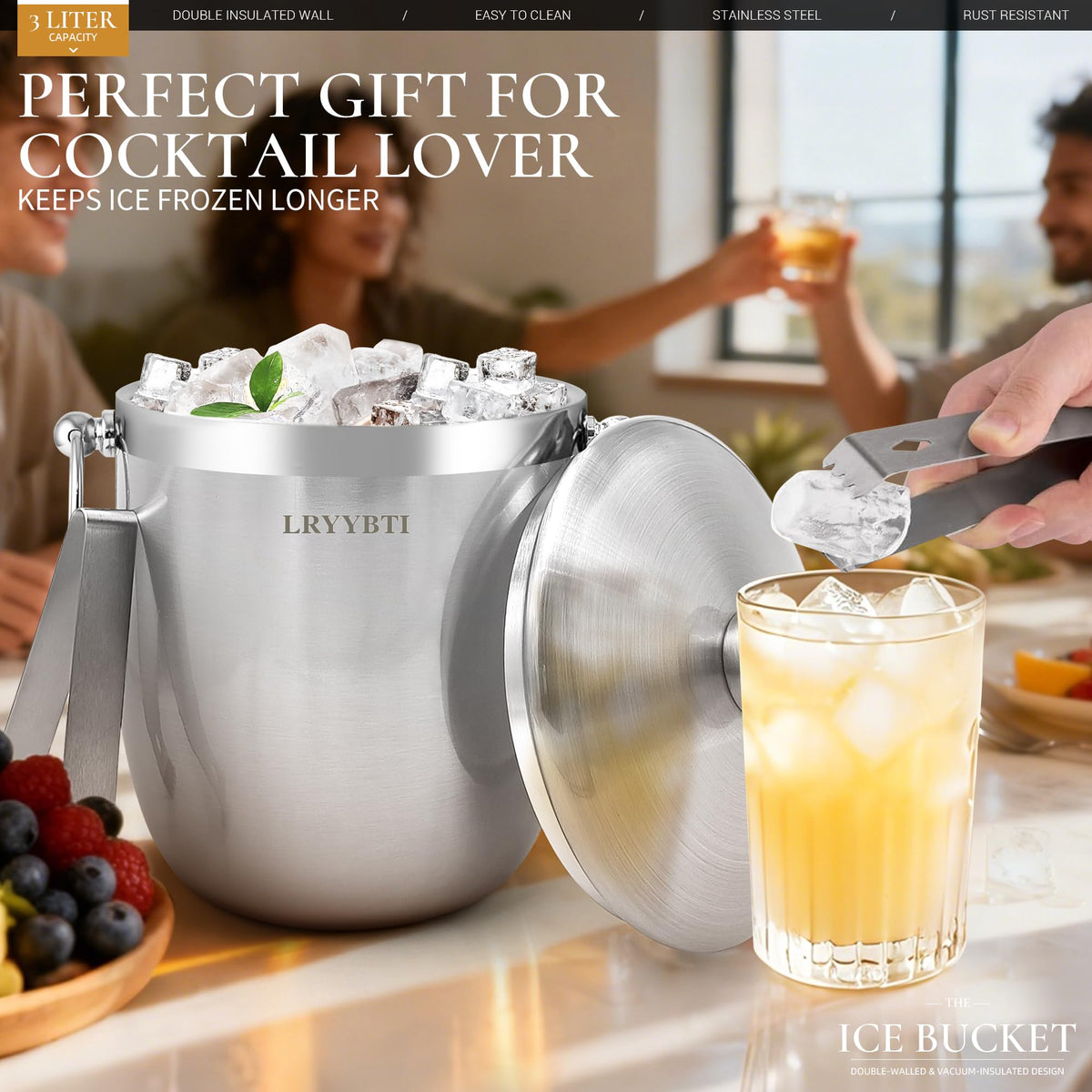 LRYYBTI elegant metallic finish elevates bar presentation.