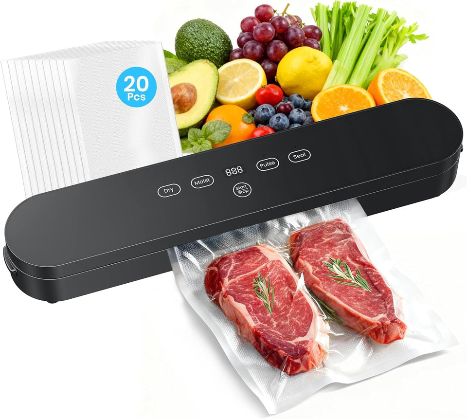 LSA Apparel 75kPa vacuum sealer front view, showcasing compact kitchen design.