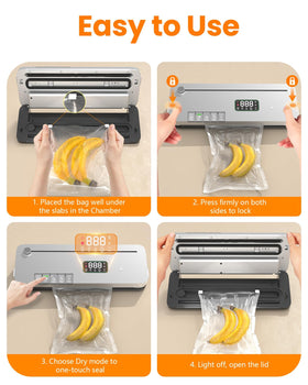 LSA Apparel Vacuum Sealer pulse function enables controlled air removal for delicate foods.