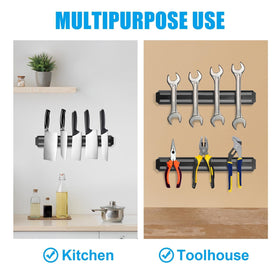 LS'BABQ magnetic utensil storage on the strip keeps tongs organized