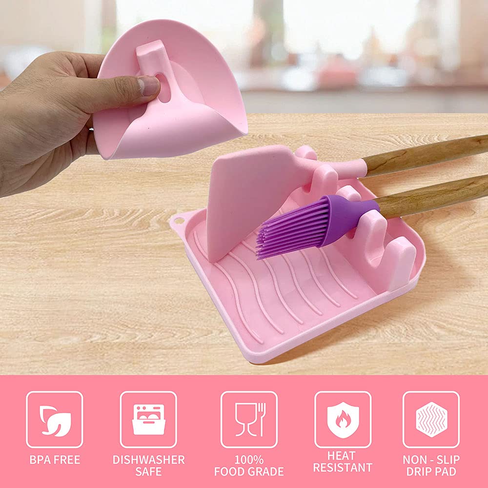 LSVGOE heat-resistant spoon rest protects surfaces while grilling or cooking.