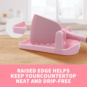 LSVGOE non-slip spoon rest holds spatulas securely to prevent spills.