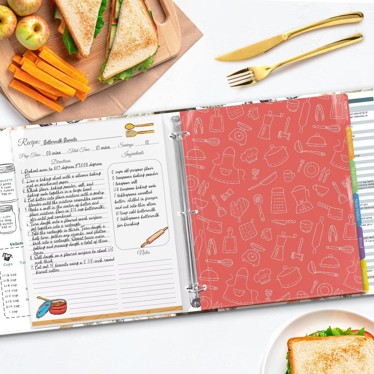 LuBudingJoy dividers in 12 colors help categorize recipes by type or season