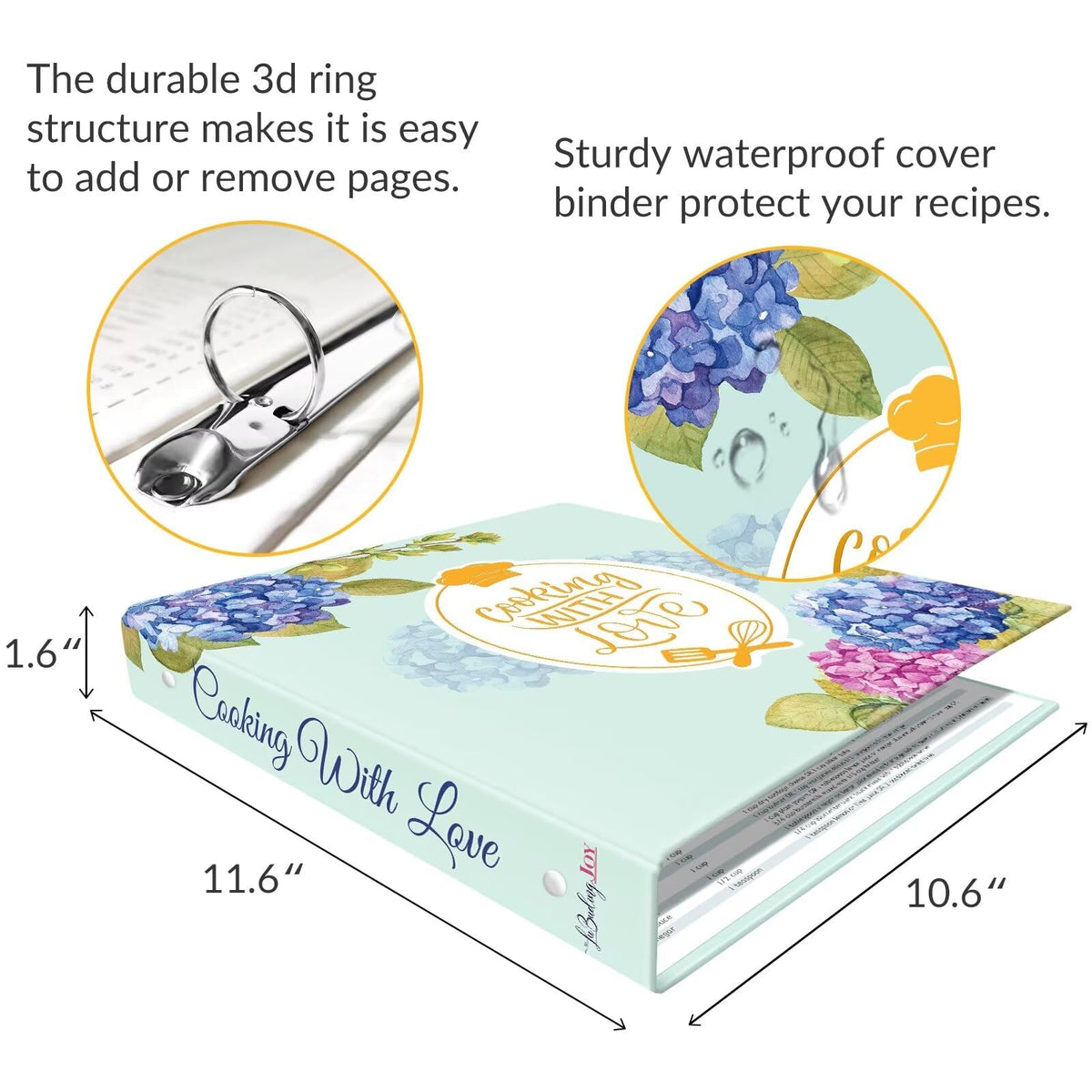 LuBudingJoy plastic sleeves protect recipes from spills and splatters.