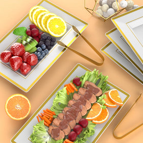 LUCKJUJU elegant wedding and celebration displays with gold rim trays.