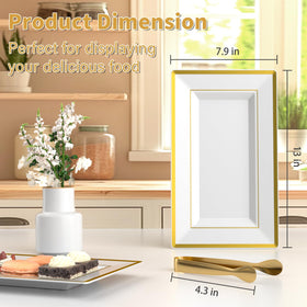 LUCKJUJU white-surface trays with gold rim showcase desserts and fruit beautifully.