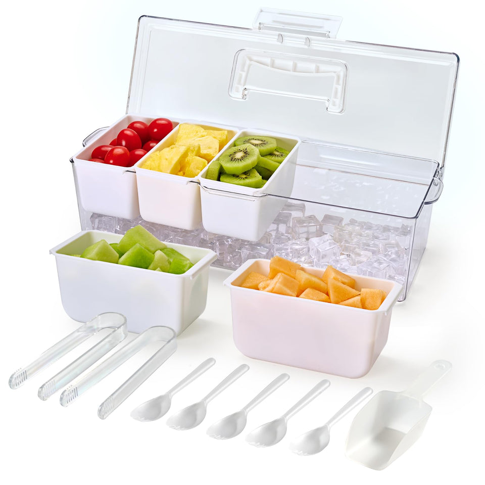 Luckore chilled condiment caddy ice-compartment keeps sauces cool and ready.