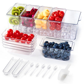 Luckore chilled condiment tray with five containers for organized toppings